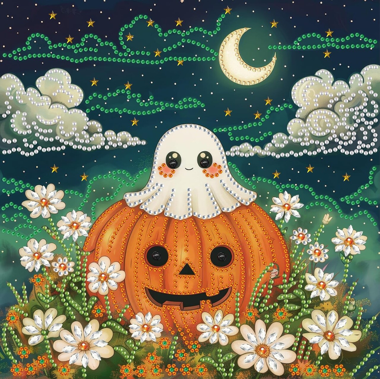 DIY Diamond Art Kits for Adults Halloween Special Shape – 5D Pumpkin Diamond Painting Kit, Crystal Embroidery Cross Stitch Craft for Wall & Office Decor, 12 x 12 Inch (C10)